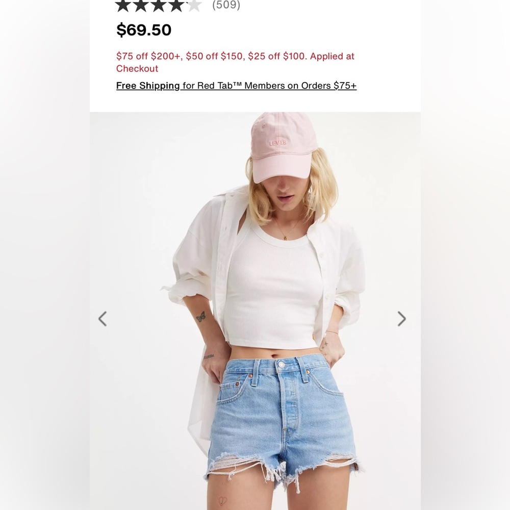 Levi's Blue Jean Shorts Distressed Raw Hem